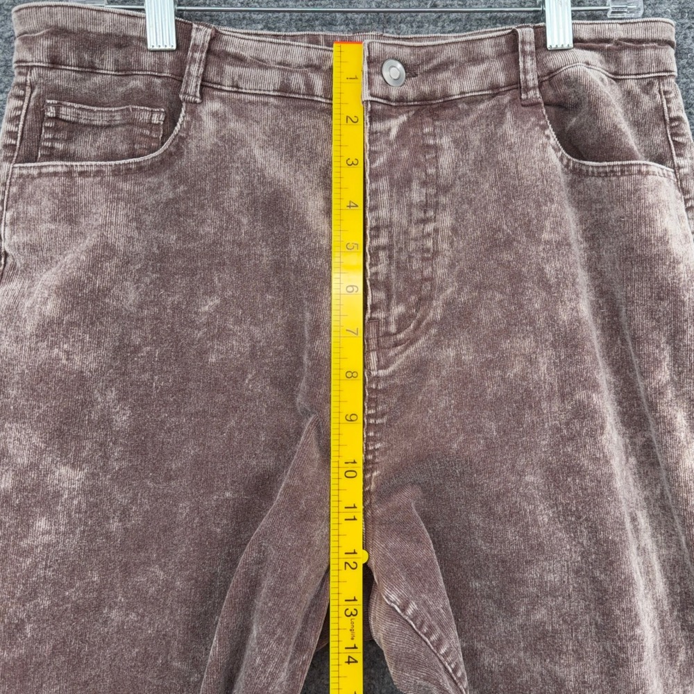 HYFVE Wide Leg Corduroy Women L Cotton Spandex Brown Acid Wash Pants - Picture 6 of 7
